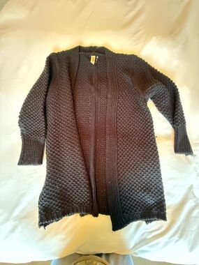 Allison Joy Black Chunky Knit Open Cardigan Sweater